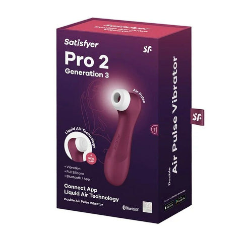 Satisfyer Pro 2 Generation 3 App 控制 Liquid Air 吸啜器 (酒紅色/紫色/黑色) Waddy Store 